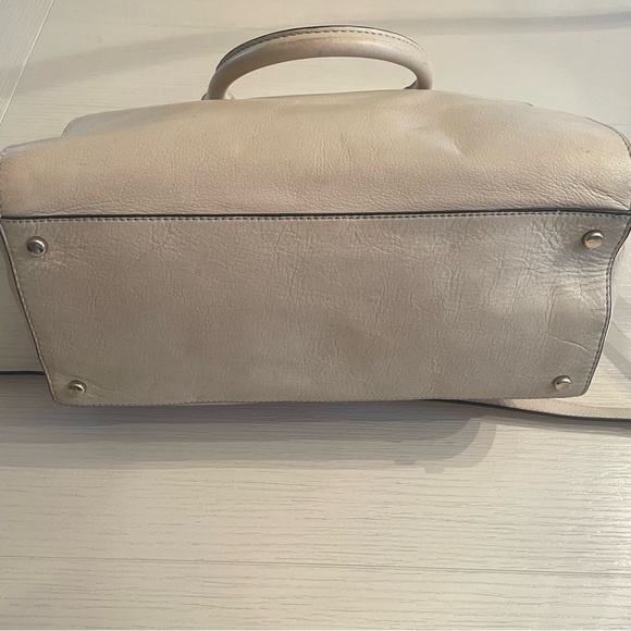 Kate Spade Pebbled Leather Satchel Shoulder Bag Black Nude Bow Purse - Picture 6 of 9